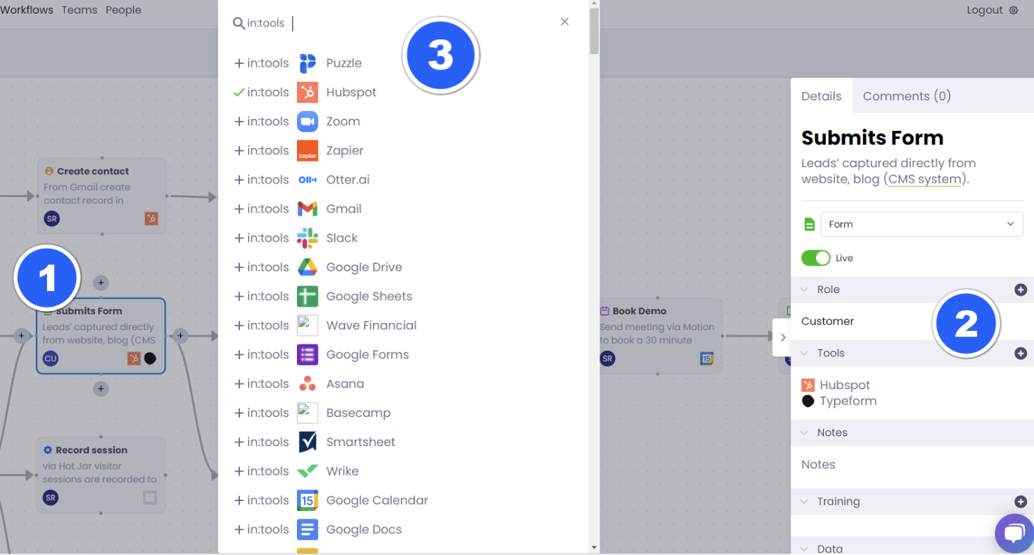 Assigning tools to steps in Puzzle